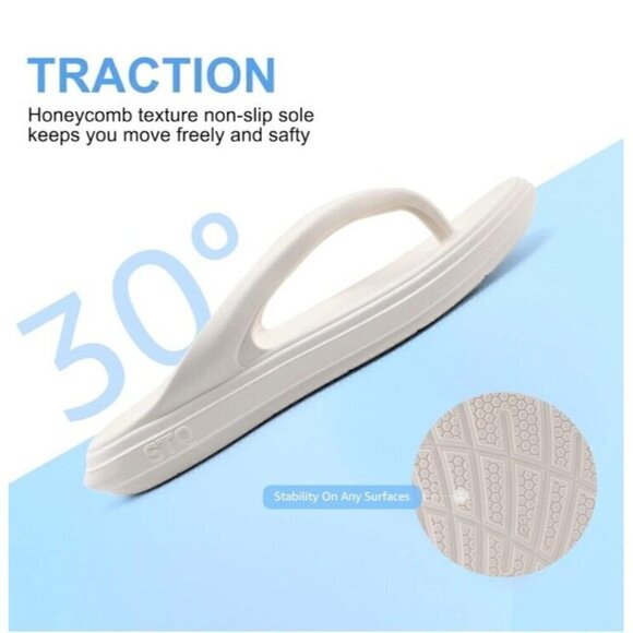 STQ Flip Flops Shower Shoes Non Slip Womens 10 White Runs Big Fits Size 11 New - Picture 5 of 6